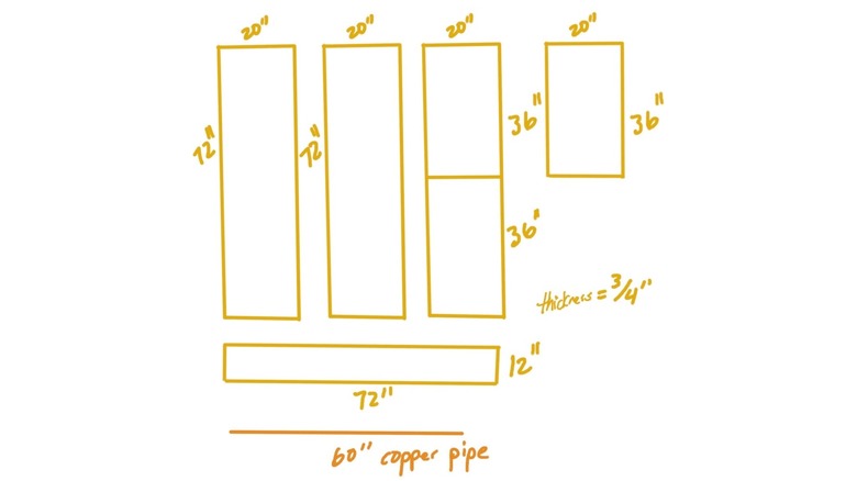 Wardrobe cut list diagram