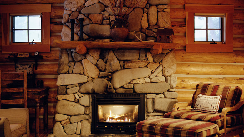 stone fireplace