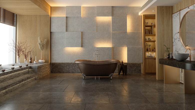 Bathroom with stone flooring