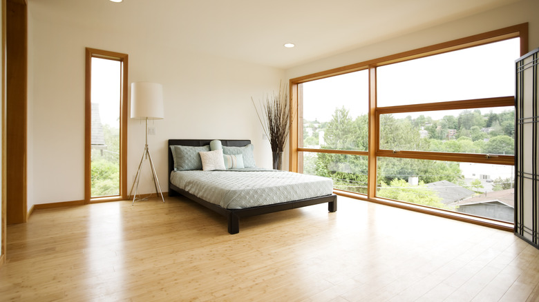 Bedroom with bamboo floors