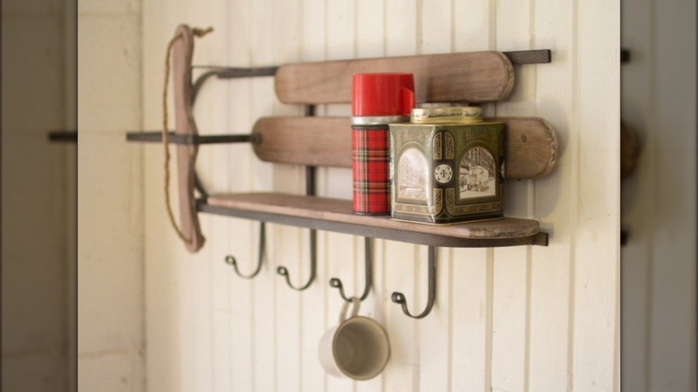 sled wall shelf with hooks