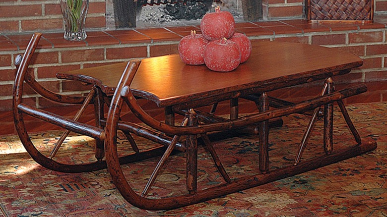 sled coffee table in living room