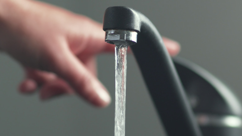 Running water from a sink