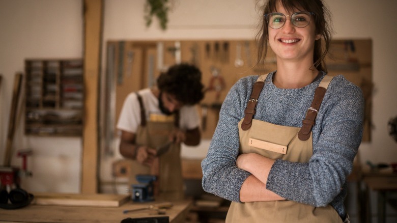 People in woodworking shop