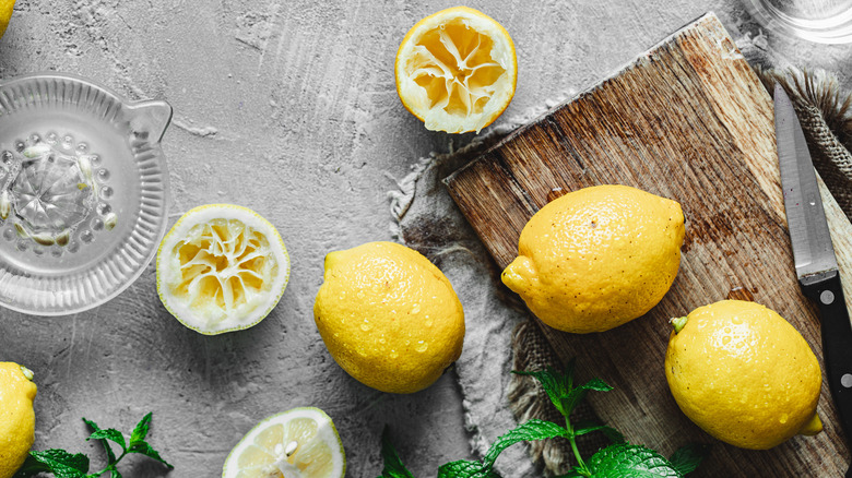 lemons on cutting board