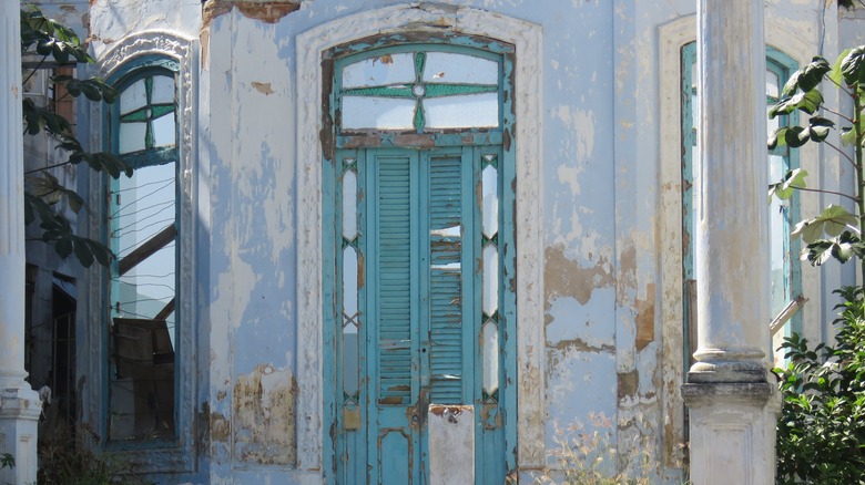 Blue painted door