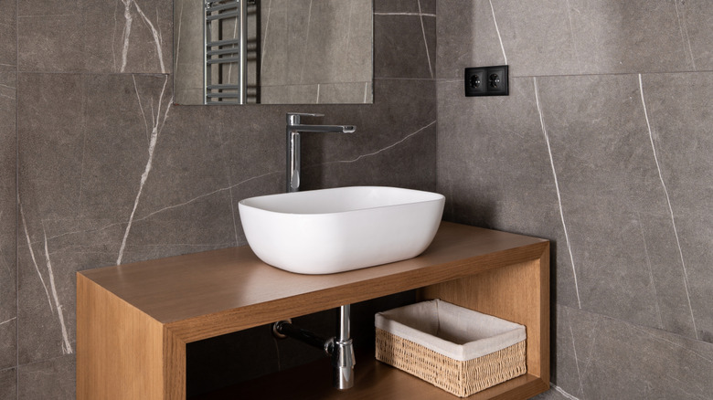 vessel sink in modern bathroom