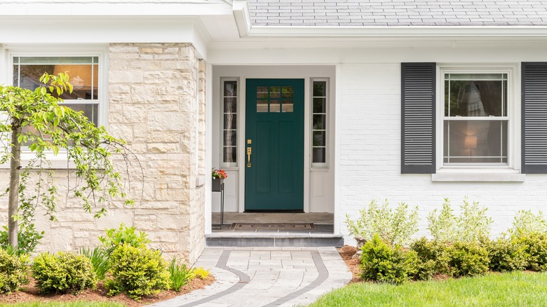 white brick house exterior