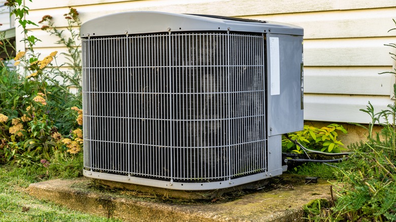 Air conditioner on concrete pad