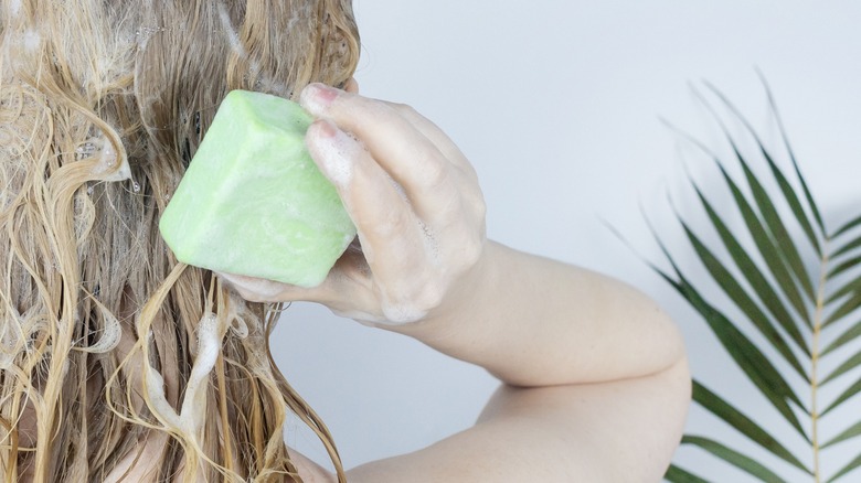 Woman washing hair 