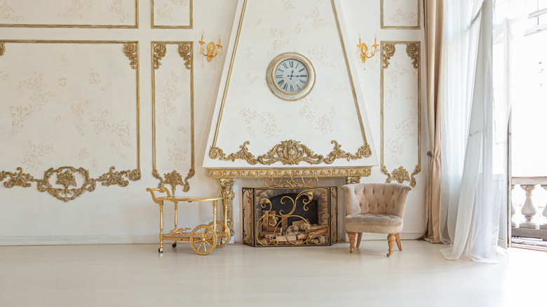 Cream walls with gold trim