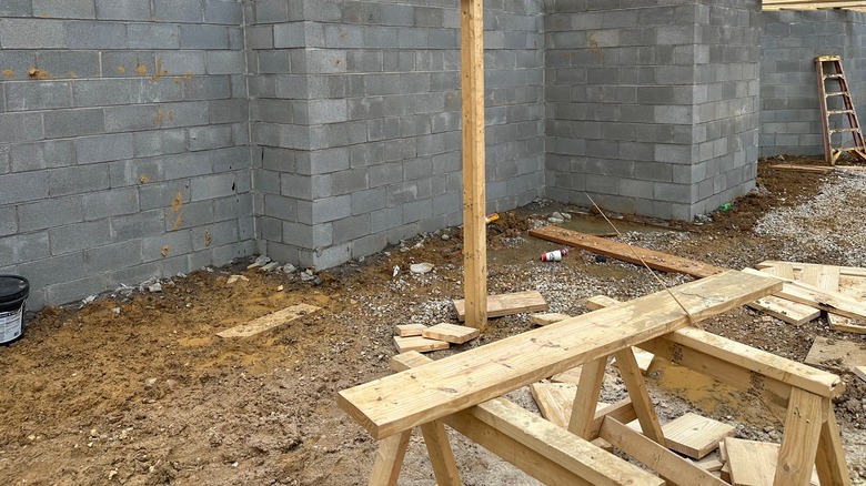 A basement's dirt floor