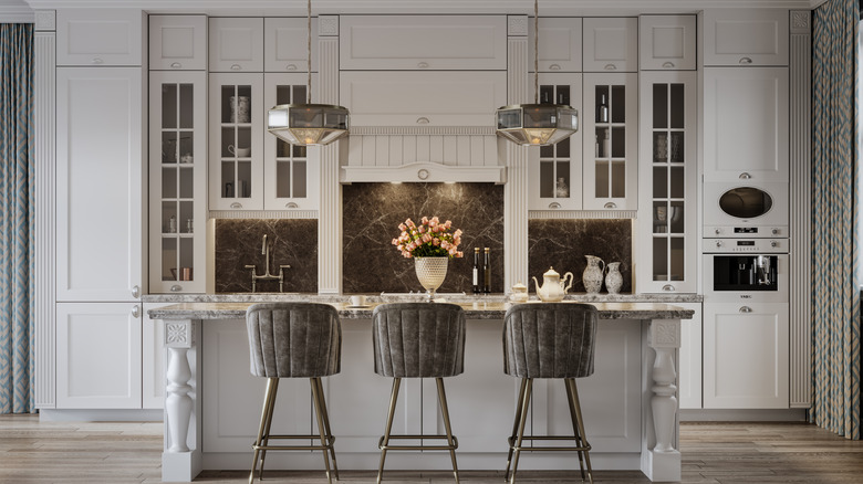 Kitchen with tall cabinets