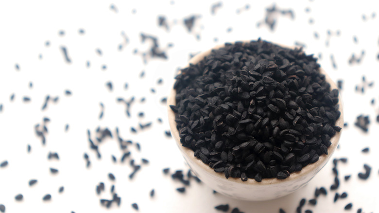 Bowl of black onion seeds