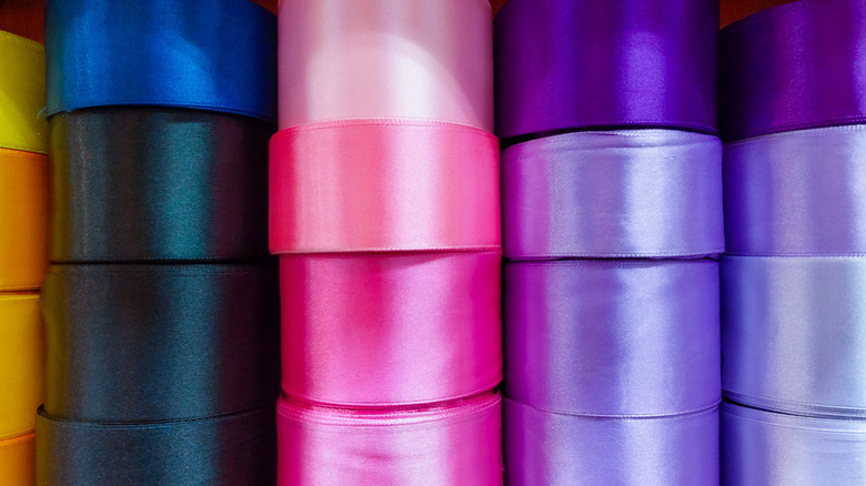 Stacks of colored ribbon