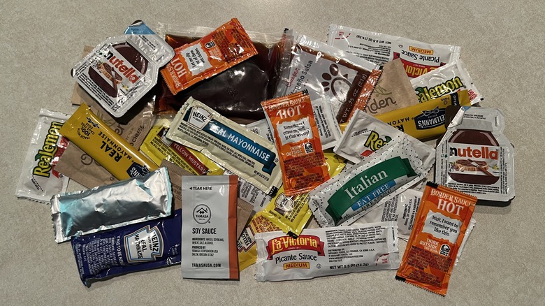 variety of condiment packets