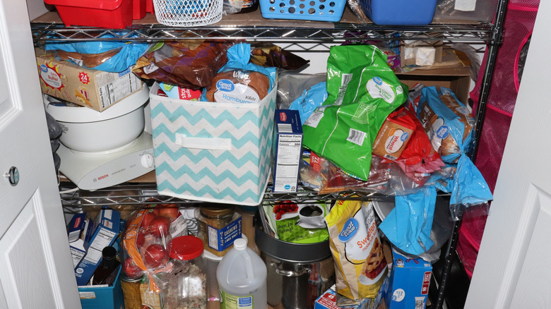 disorganized pantry shelves