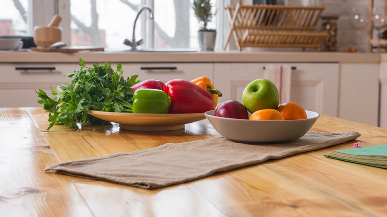 Produce on kitchen counter