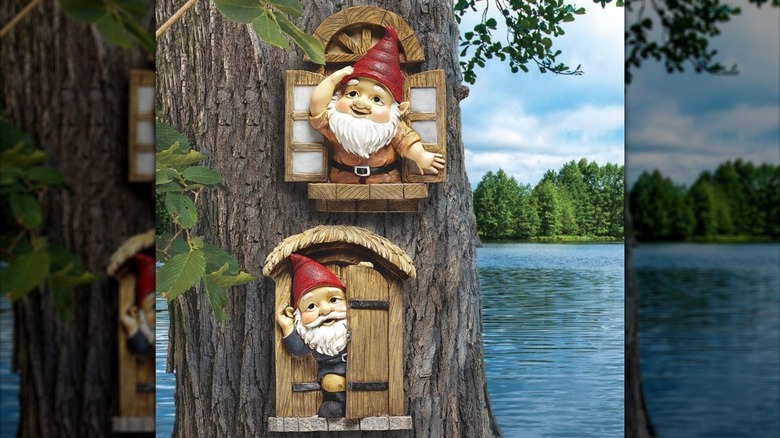 gnome behind door tree ornament 