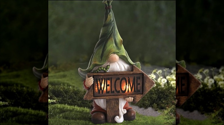 LED welcome sign gnome statue