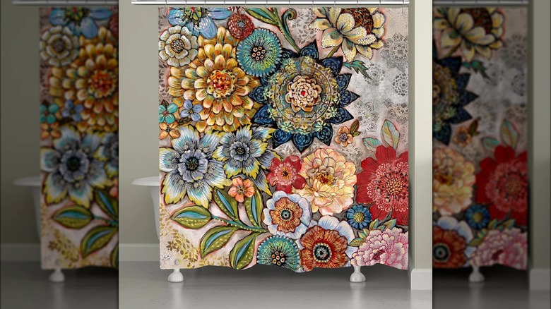 Boho bouquet shower curtain