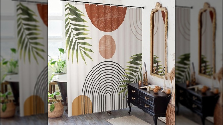 boho mid-century shower curtain