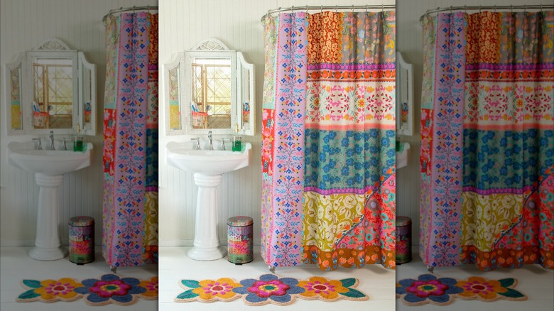 Patchwork boho shower curtain