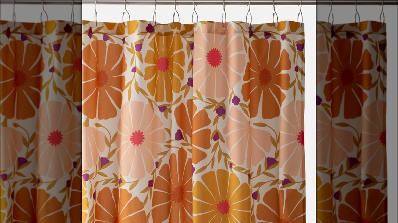 Sunburst floral shower curtain