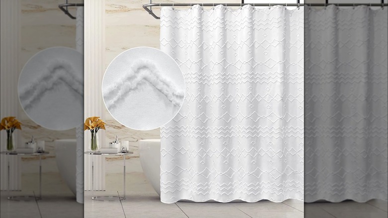 White boho shower curtain