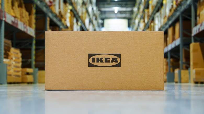 cardboard ikea box in warehouse