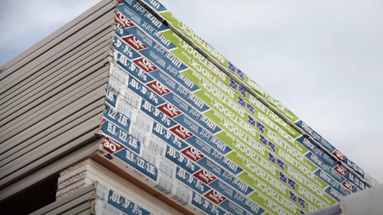 stack of Sheetrock panels