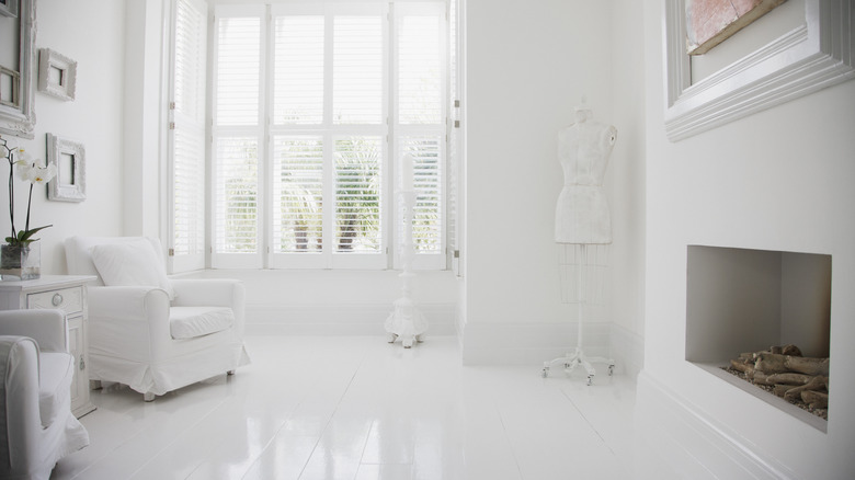 All-white living room