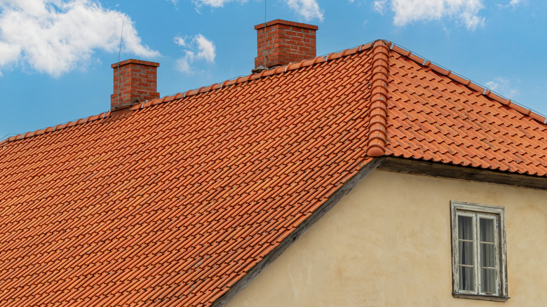 Clay tile roof on home