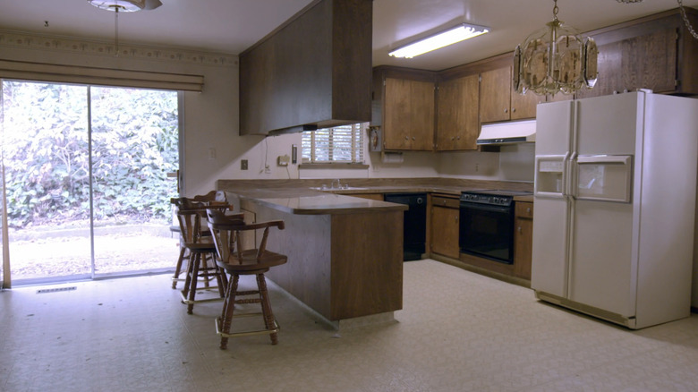 wooden outdated kitchen