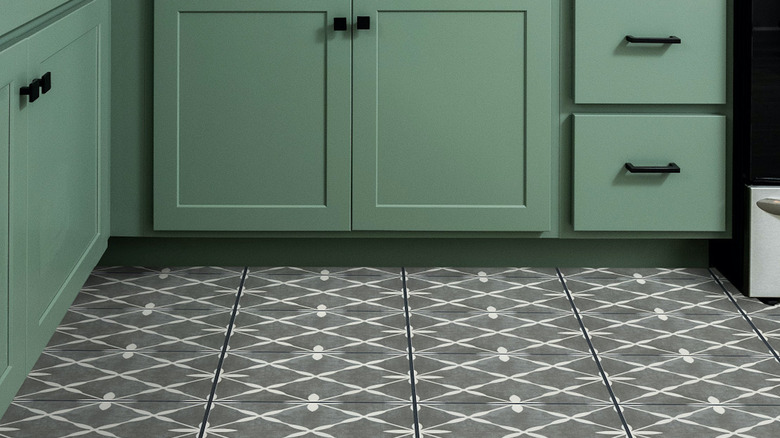 green cupboards handmade tiles