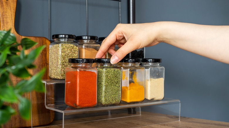 spice jars on counter