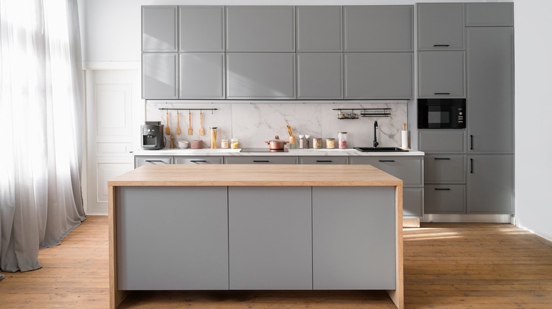 Flat Gray cabinets in kitchen