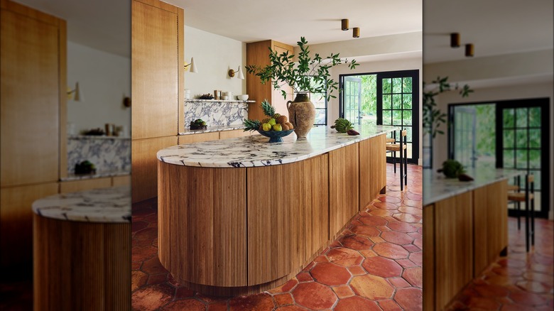 kitchen with round island 