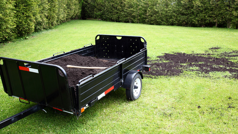 compost on grass lawn