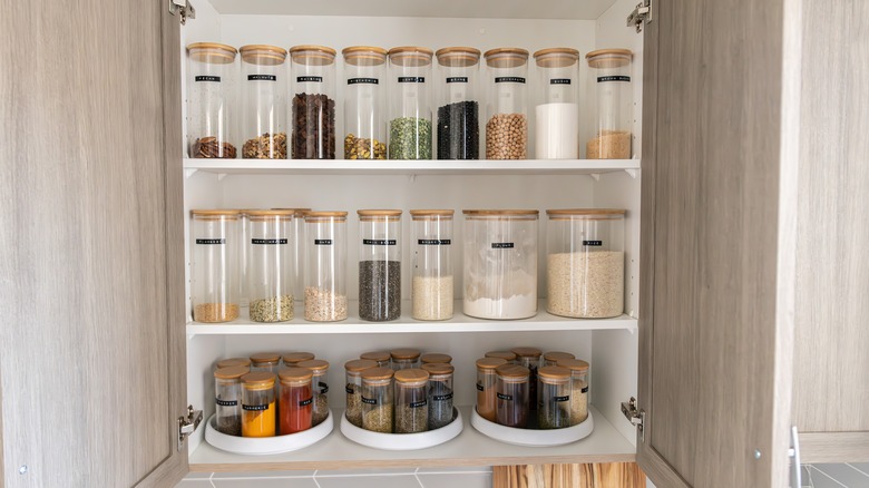 Kitchen storage jars and lazy Susan