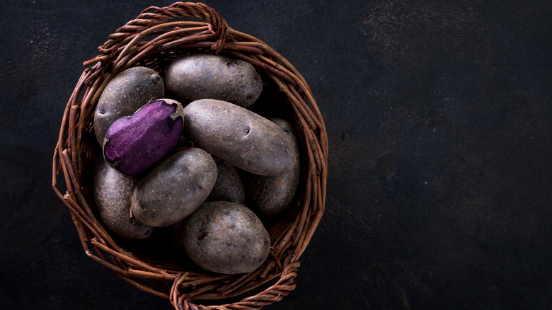 blue potatoes in basket