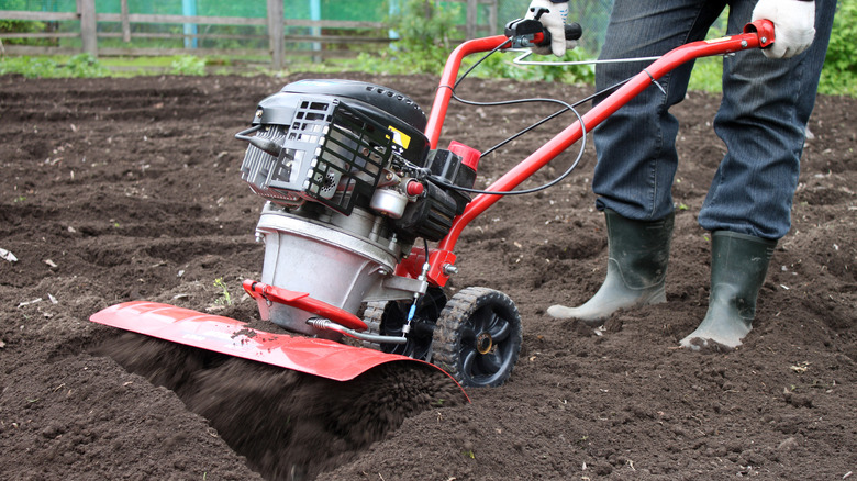 using tiller in garden