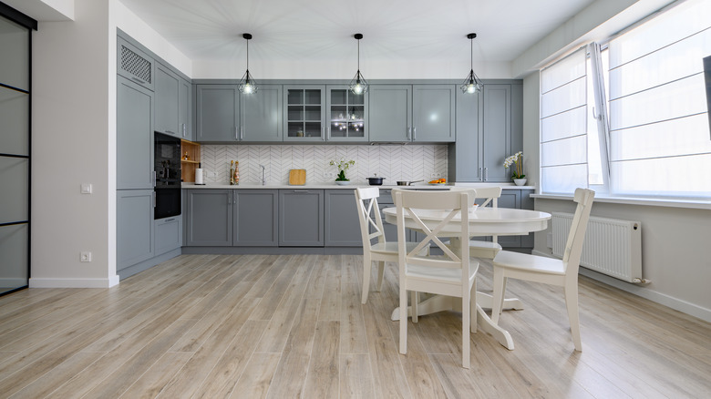 kitchen with laminate flooring 