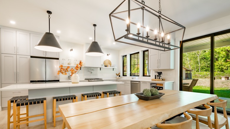 Kitchen with modern lighting 