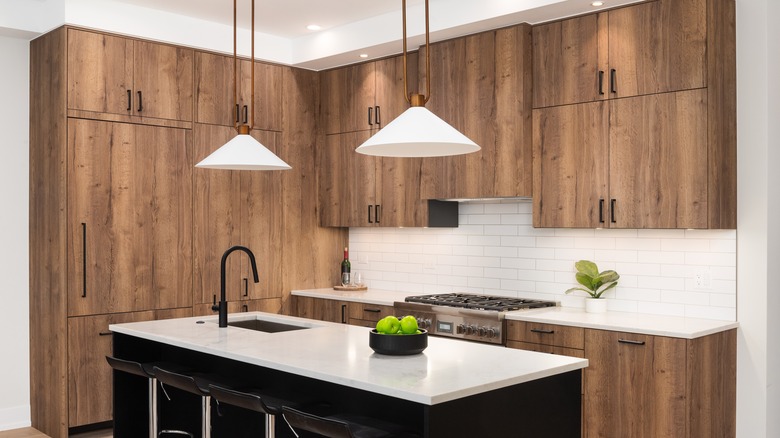 kitchen with wood cabinets