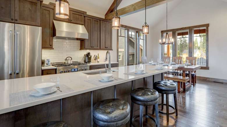 kitchen with dark wood cabinets