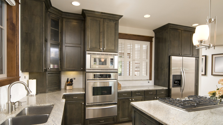 kitchen with dark wood cabinets