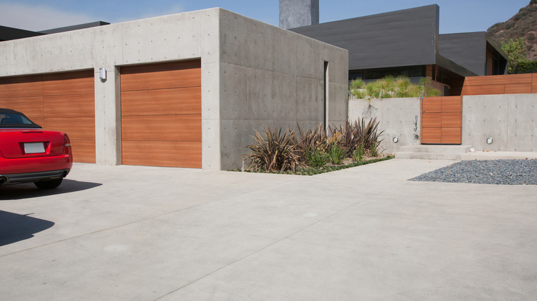 minimalist concrete driveway