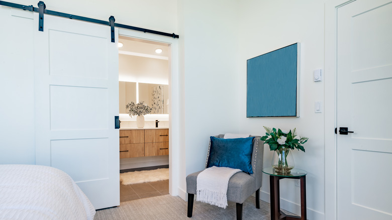 interior barn door in bedroom