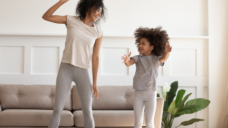 Mother and daughter having fun